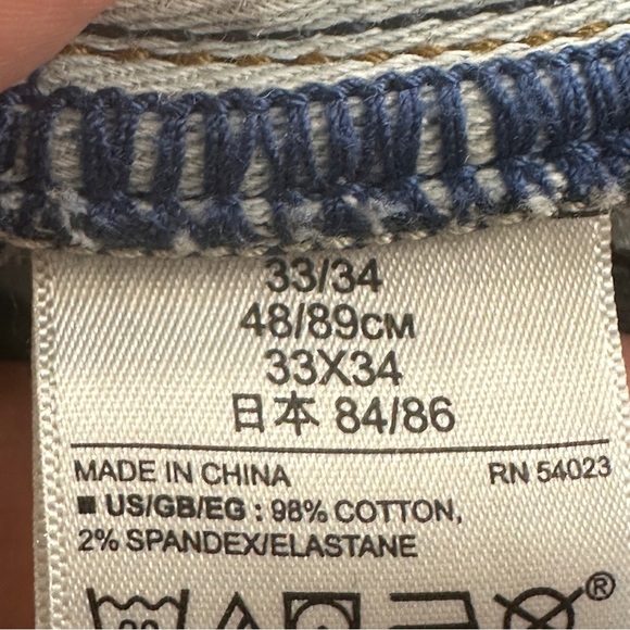 Gap jeans size 33x34, slim straight, "worn dark" color, cotton blend, spring - Picture 8 of 10